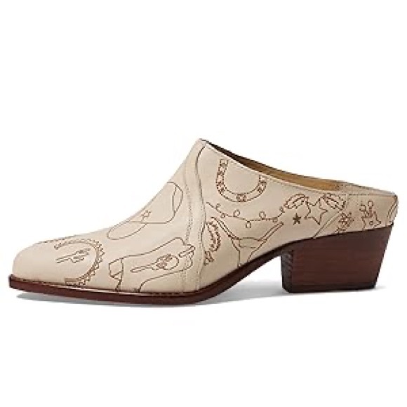 Free People Cream and Brown Patterned Mules - Picture 4 of 5